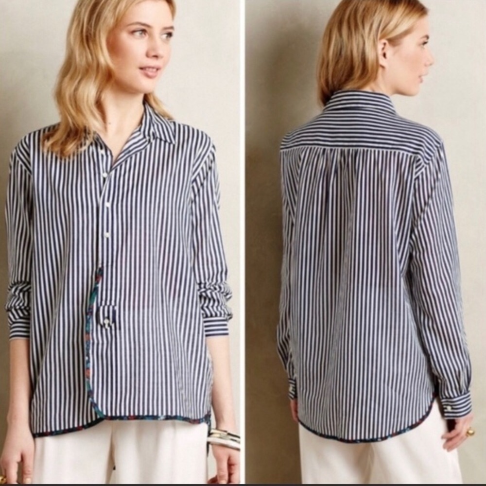 Holding Horses Anthropologie Popover Stripe Top XS